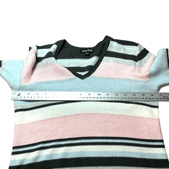 MARBLE Scotland 100% Cotton Lightweight Stripe Vee Neck Sweater Sz XL - Picture 6 of 9